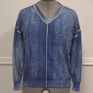 Laurie Felt Women's Malibu Oversized V-Neck Sweater washed effect, acid wash.